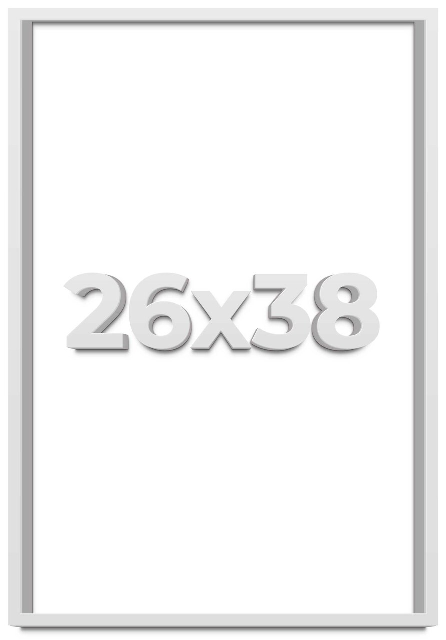26x38 Shadow Box 3/4" Depth White Picture Frame - UV Acrylic, Backing, Hanging Hardware